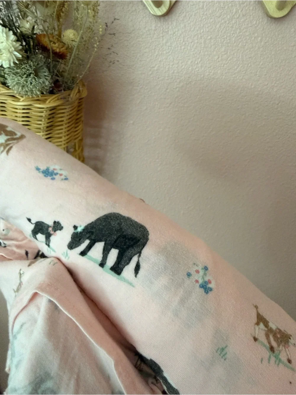 Angel Dear Bamboo Pink Cow Print Baby Swaddle